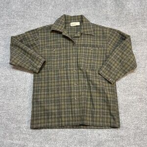 Vintage Woolrich Jacket Womens Small Green Plaid Wool Flannel Button Outdoor